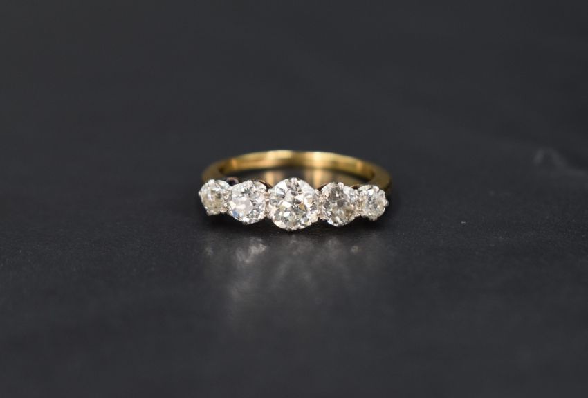 A five stone graduated old cut diamond ring sold by 1818 Auctioneers for £1240 in their online jewellery auction